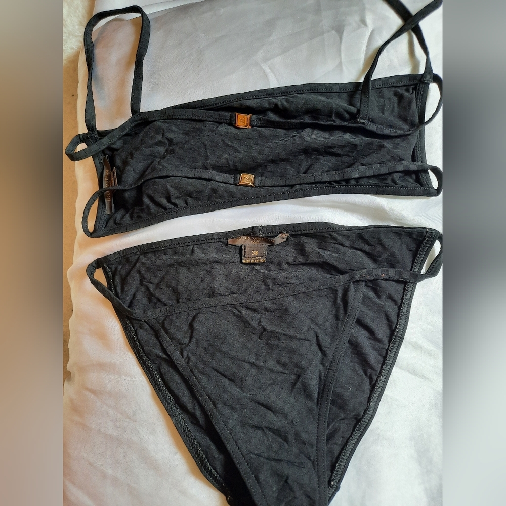 LOUIS VUITTON Vintage Y2K Black Bikini Sz Small 38 EURO